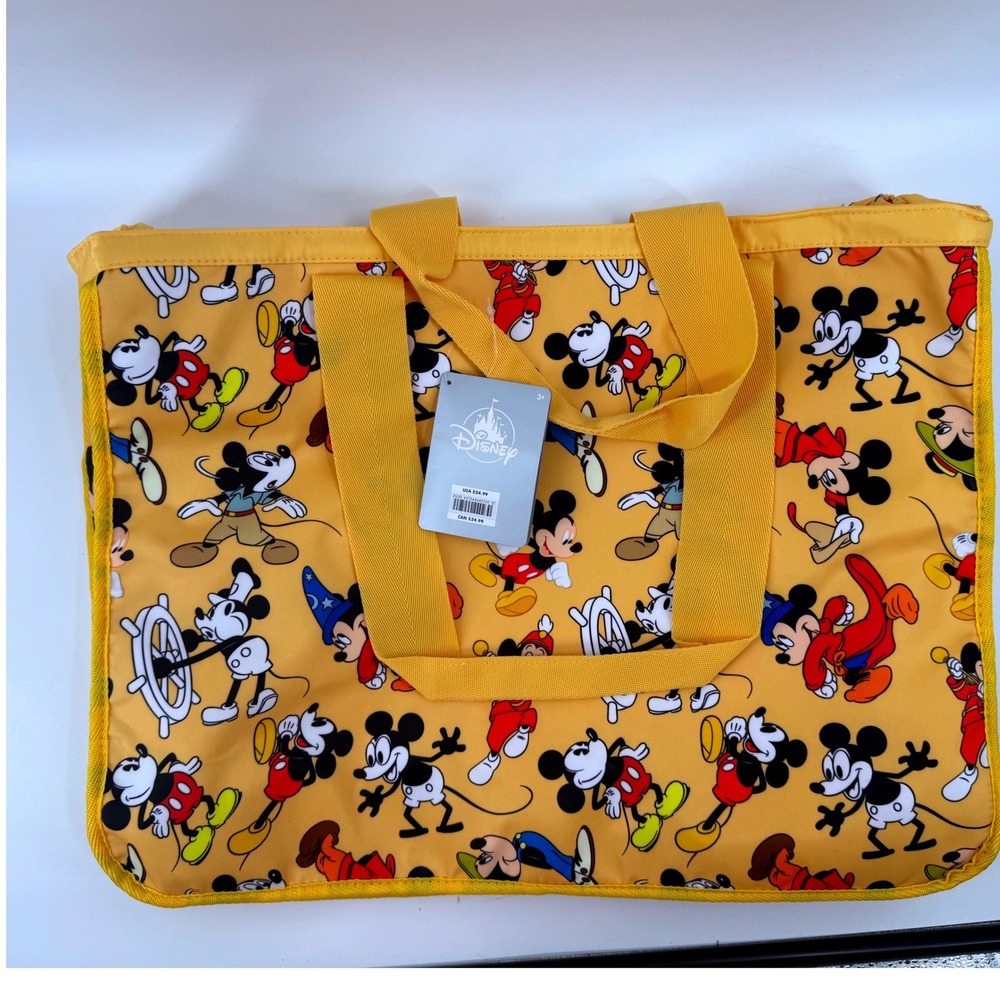Disney Mickey Mouse Through the Years Yellow Tote Bag NWT 427244440230